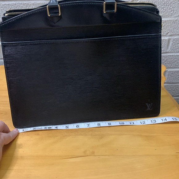 Louis Vuitton Riveria Epi Leather Black Structured Business Handle Bag - FLAWS - Picture 10 of 15